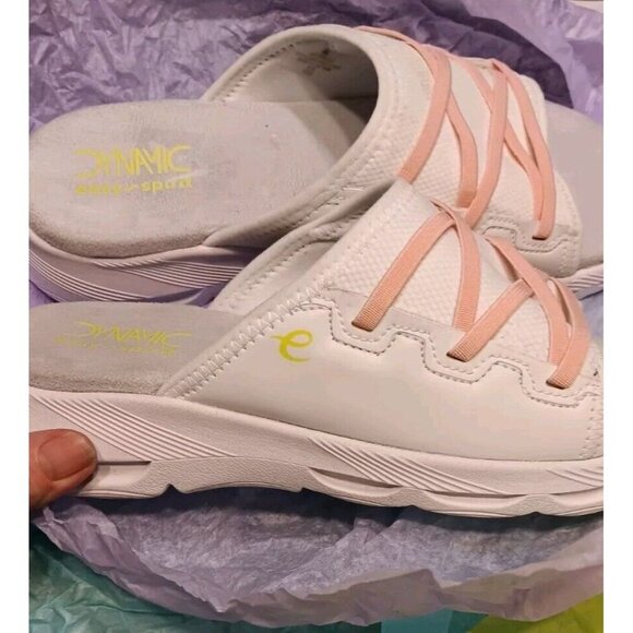 Easy Spirit Dynamic Size 8 Women Platform Deco "Lace Up " White And Pink Sandals - Picture 2 of 5